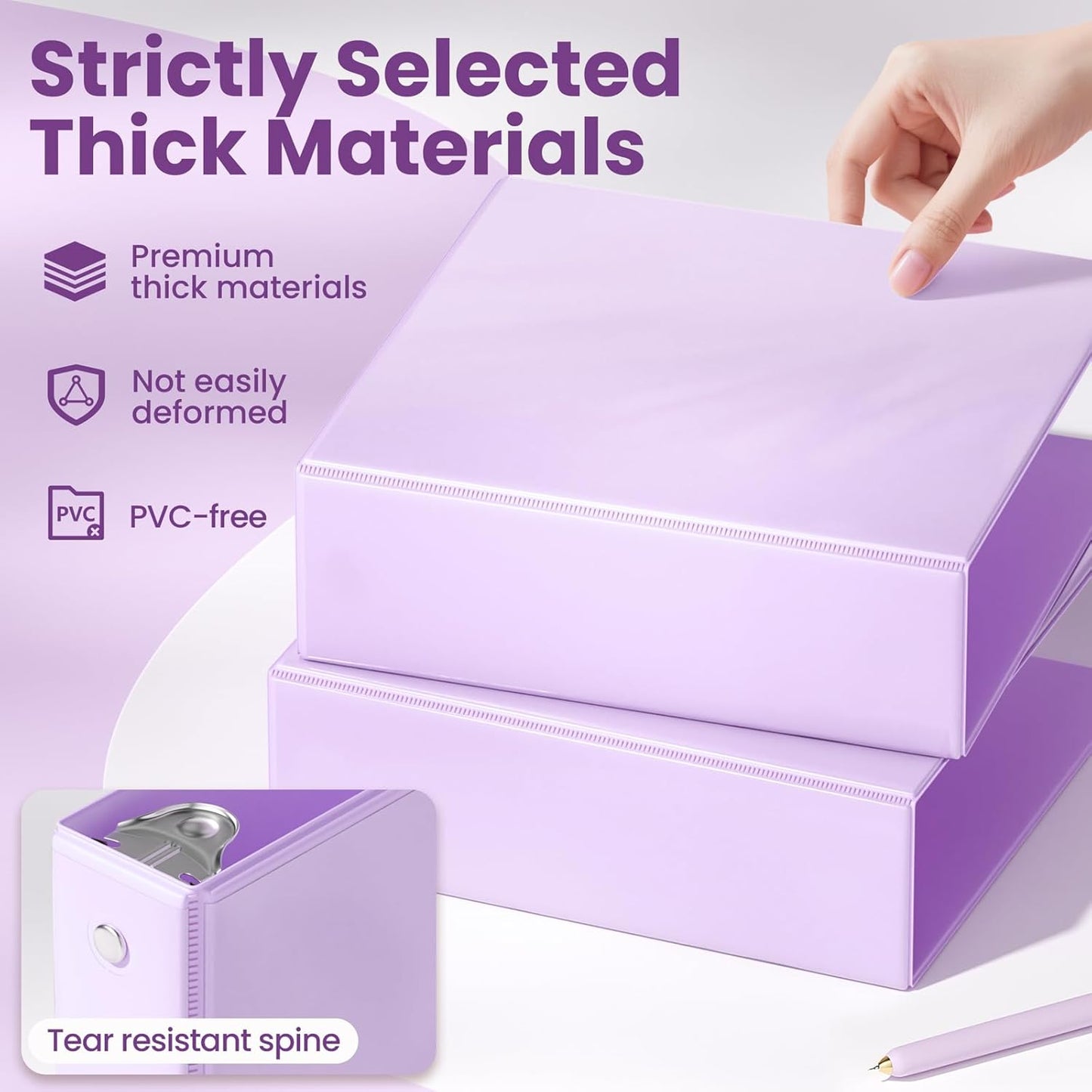 SUNEE 3 Ring Binder 3 Inch 1 Pack, Clear View Binder Three Ring PVC-Free (Fit 8.5x11 Inches) for School or Office Supplies, Pink