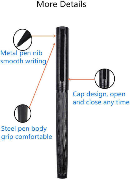 Penneed Rollerball Pen Liquid Ink Pens for Women Luxury Box Gel Pen Black Ink Fancy Pen Refillable for Executive, Office, Professional, Birthday Gift G5 (Rose Gold)
