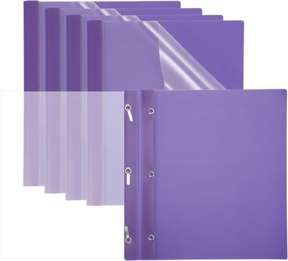 PATIKIL Plastic Report Covers with Prong, 5 Pcs 80 Sheet Clear Front Presentation Binders with 3 Metal Prong Fasteners Report Folder for Resume Documents Files Letter, Purple