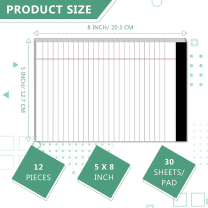 Note Pads 5x8, Narrow Ruled Legal Pad, Multicolor Small Notepads, 30 Sheet/notepad, 8 Pack Colored Legal Pads, Pink Legal Pad, Purple Notepad, Perforated Lined Note Pads for Study, Office, To-Do Lists