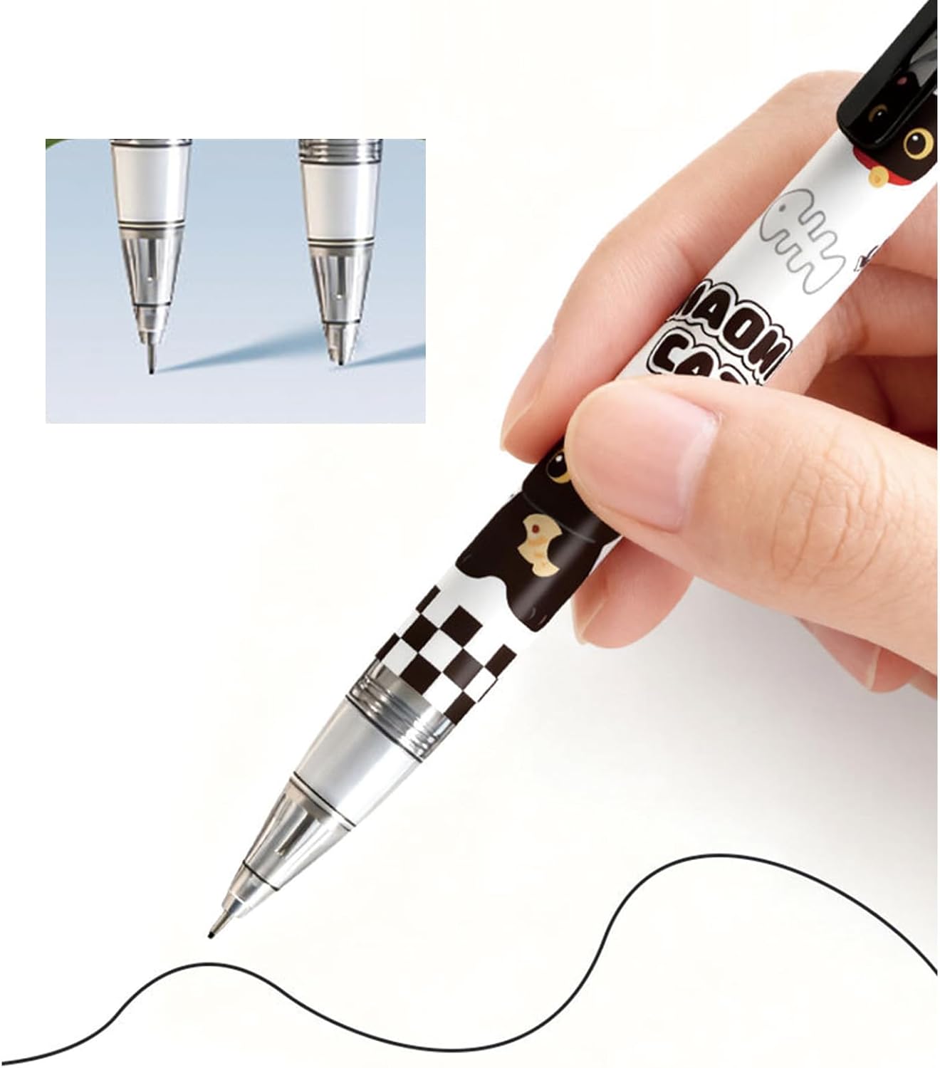 MOZXIRZ 4 Pcs Cute Mechanical Pencils with Top Eraser 0.5mm Cartoon Space Mechanical Pencil School Pencil for Women (6pcs Space)