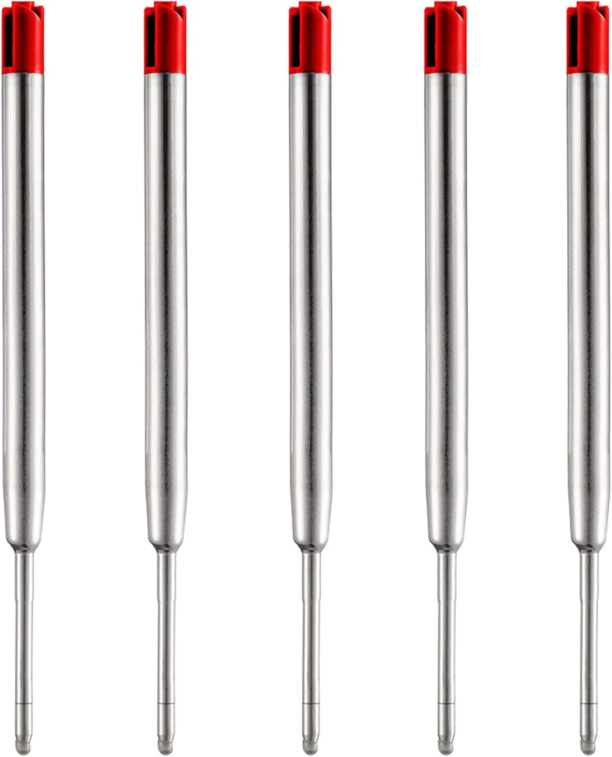 DunBong Pen Refills, Black Ink Refill Pack of 5, Replaceable Ballpoint Pen Refills, Medium Point Metal Refill (Black)
