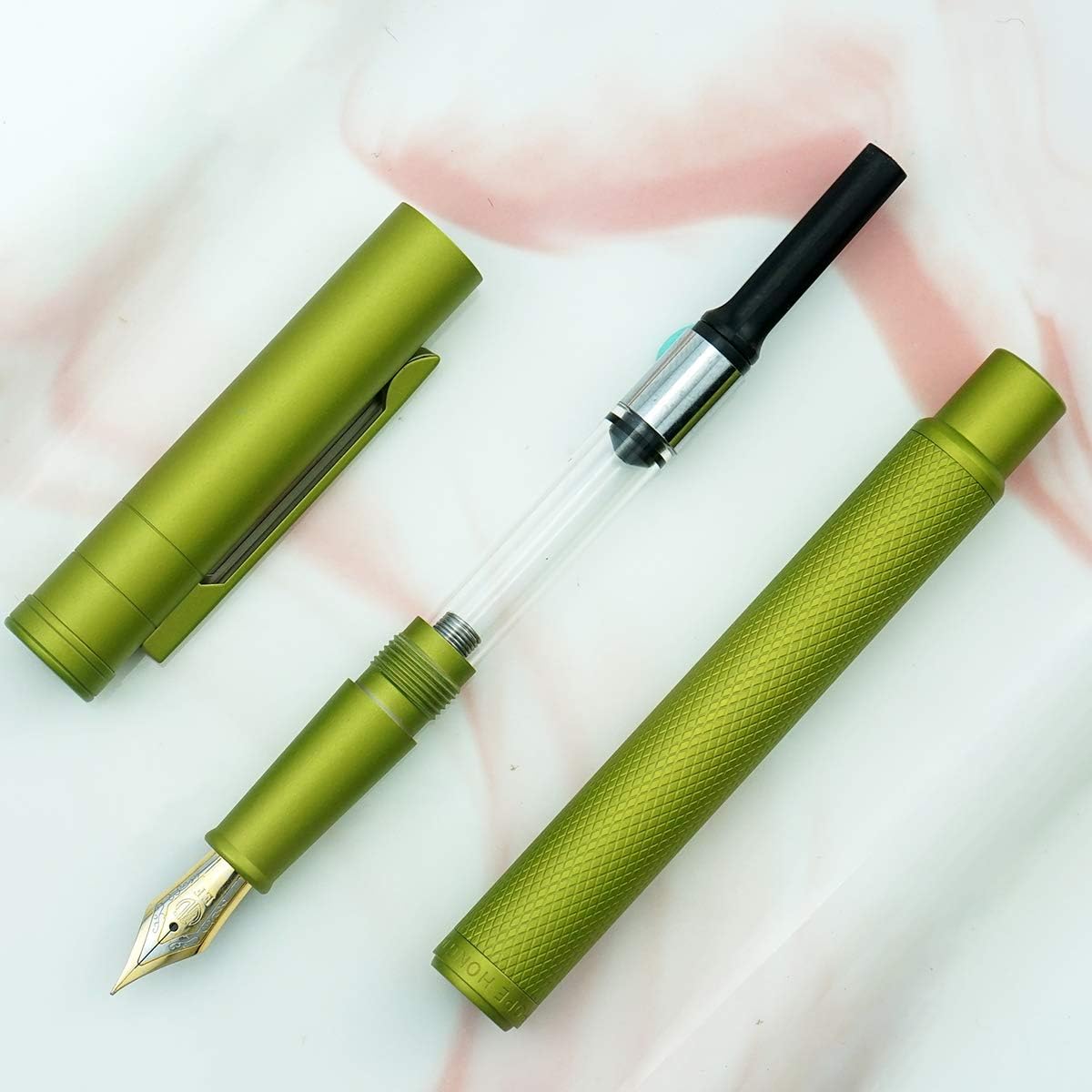 Hongdian Matte Black Forest Rollerball Pen with Schmidt Black Ink Refill, Classic Design with Metal Case for Business Signature