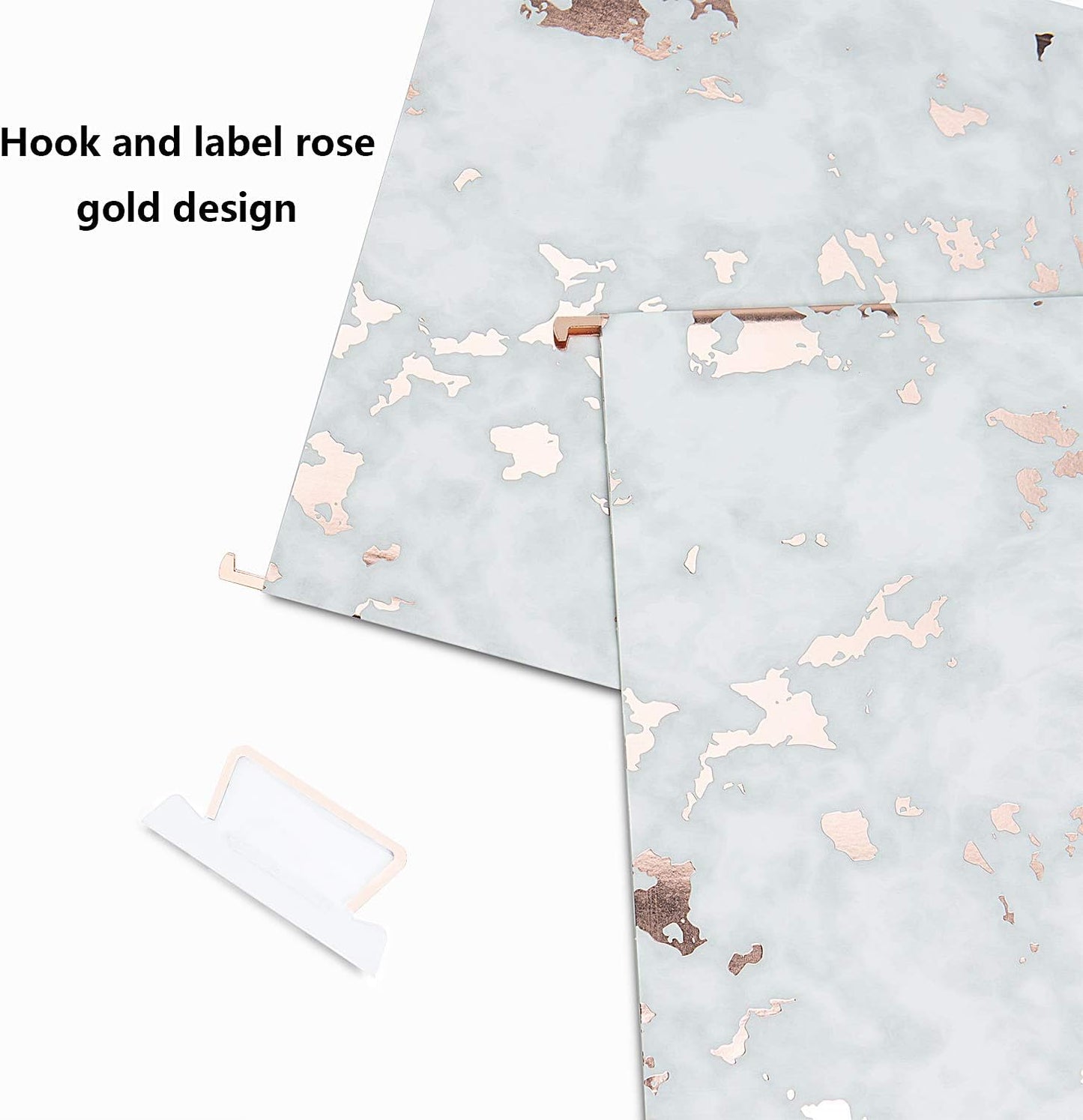 Y YOMA 12 Pack Rose Gold Hanging File Folders Letter Size Decorative File Folder Cute Pretty Hanging Folder Organizer for Filing Cabinet Office Home with 1/5-Cut Adjustable Tabs, 3 Gold Foil Design