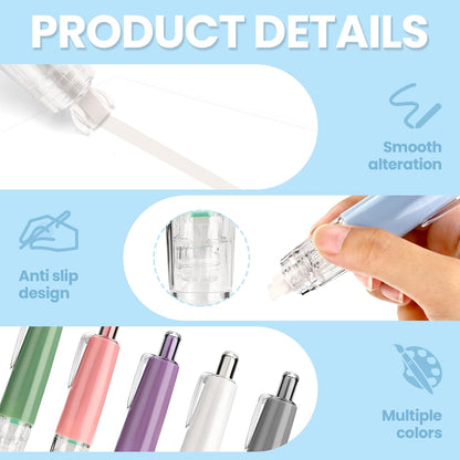 Refillable Retractable Correction Tape Refill, 12 Pack Correction Tape Refills Easy to Use Applicator, Pen Shaped Applicator Refills for School Office Journal Wrong Writing Instant Correct (Pack, 12)