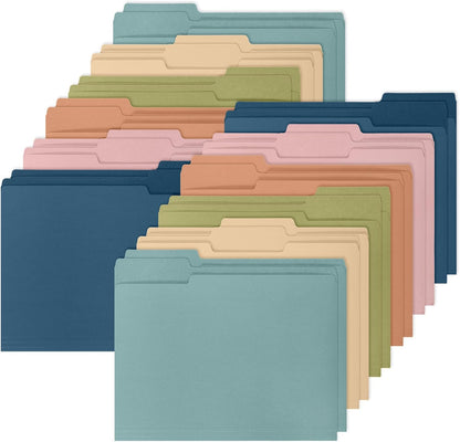 Whaline 24 Pack Dusty Blue File Folders Letter Size 6 Colors Gradient Blue File Pockets with 1/3 Cut Tab for Home Office Classroom Supplies, 8.9 x 11.6 Inch