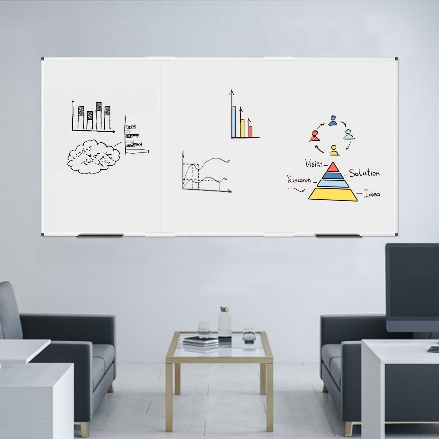 VIZ-PRO Magnetic Whiteboard/Dry Erase Board, 36 X 24 Inches, Includes 1 Eraser & 2 Markers & 4 Magnets