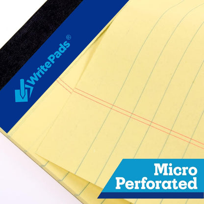 6 Pack Legal Note Pads Wide Ruled 8.5" x 11" Writing Pads (50 Sheets/Pad) White Recycled Paper Micro-Perforated Notepad Hard Back Notepads for Office & School Supplies - Made in USA