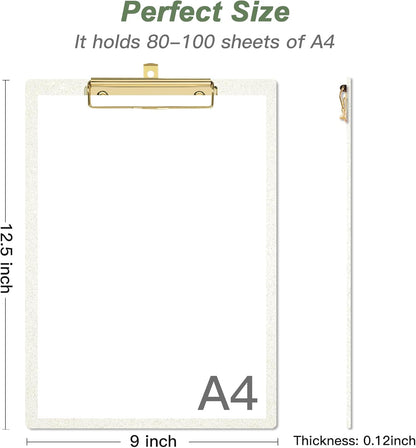 Rimilak Acrylic Glitter Clipboards, Sparkly Board with Low Profile Gold Clip, Designed for Classroom School and Office Use, A4 Letter Size 9 x 12.5 in, Pink