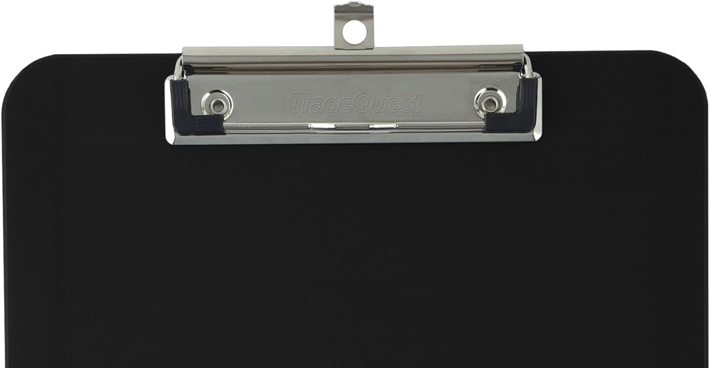 Trade Quest Plastic Clipboard Opaque Color Letter Size Low Profile Clip (Pack of 12) (Black)