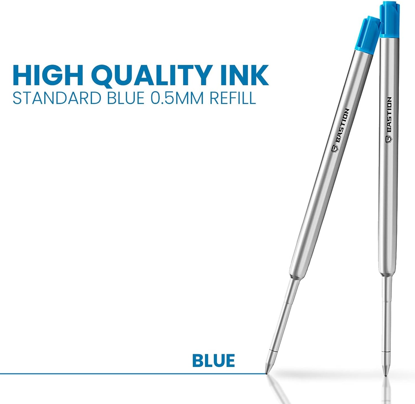 BASTION Pen Refill Ballpoint Blue | Replacement for All Bastion Bolt Action Pens | Standard Pen Ink Refills Cartridge (Blue 6 pc)