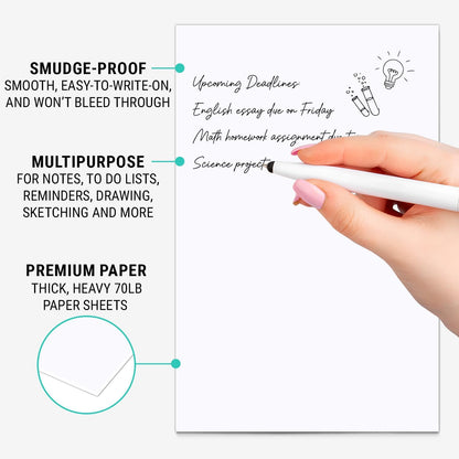 321Done Blank Notepad - 50 Sheets (5.5" x 8.5") - Luxury Memo Pad - Thick Premium Paper - Made in USA - Plain White