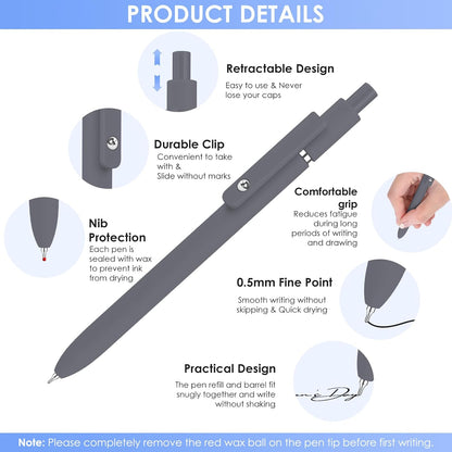 Donyang Gel Pens, 7pcs 0.5mm Black Ink Pens Quick Dry Fine Point Smooth Writing Pens for Journaling Note Taking, Cute Nurse Teacher Work Desk Accessories Office School Supplies Gifts for Women Men