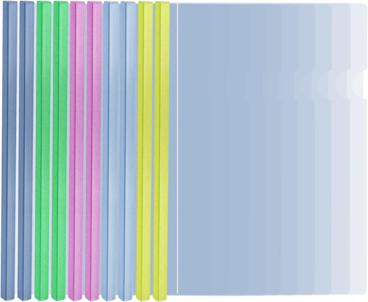 10 Pack Clear Report Covers A4 Size with Sliding Bars, 15mm Presentation File folders Binder, 130 Sheet Capacity, 5 Assorted Colors