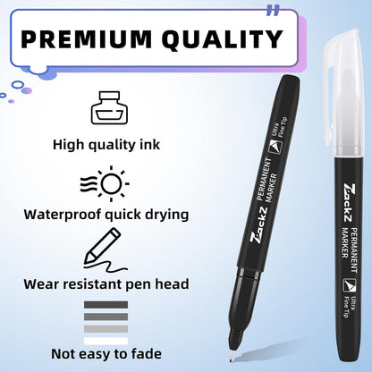 Ultra Fine Point Permanent Black Marker, 18 pack Permanent Markers, Permanent Markers Ultra Fine Tip 0.4 mm Tip, Waterproof & Fade-Proof Ink, Quick Drying, Writing on Paper, Plastic, Metal, Glas