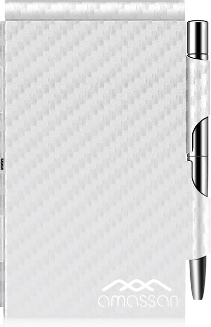 amassan Metal Small Notebook, Mini Notepad, Small Pocket Notepad Aluminum Note Case with Mini Metal Pen and 60-Page Sheets - Memo Books Note Pads(Gold)