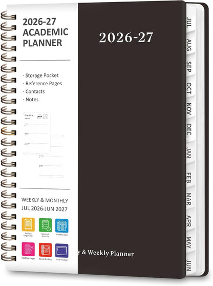 Planner 2026-2027, Weekly and Monthly Academic Year Calendar Planner, July 2026 - June 2027, Daily Agenda Book for Office School Supplies, A5(6.3'' x 8.5'')