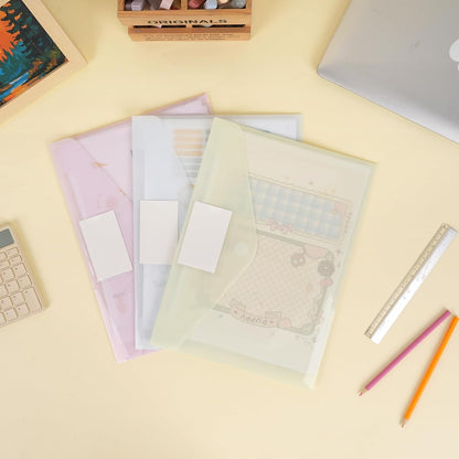EOOUT 30 Pack 10 Color Plastic Envelopes Poly Envelopes, Hook & Loop Closure File Folders Clear Document Folders File Envelopes with Label Pocket A4 Size