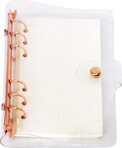 A6 A5 6-Holes Colorful PVC Cover Round Ring View Binder with Snap Button Closure File Folder for Loose Leaf Sheet Protectors Notebook Refill (Pink Daisy, A5 Mini Set) - Colors A