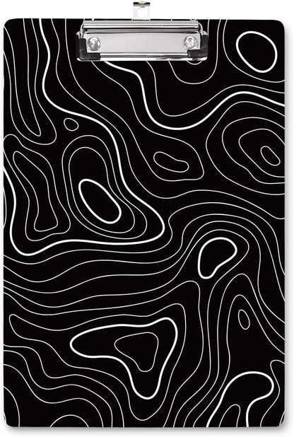 WAVEYU Fashion Cute Clipboard, Decorative Office Hardboard Wood Nursing Clip Board for Standard A4 Letter Size for Students, Women, Men, 12.5"x 9", Black+White02