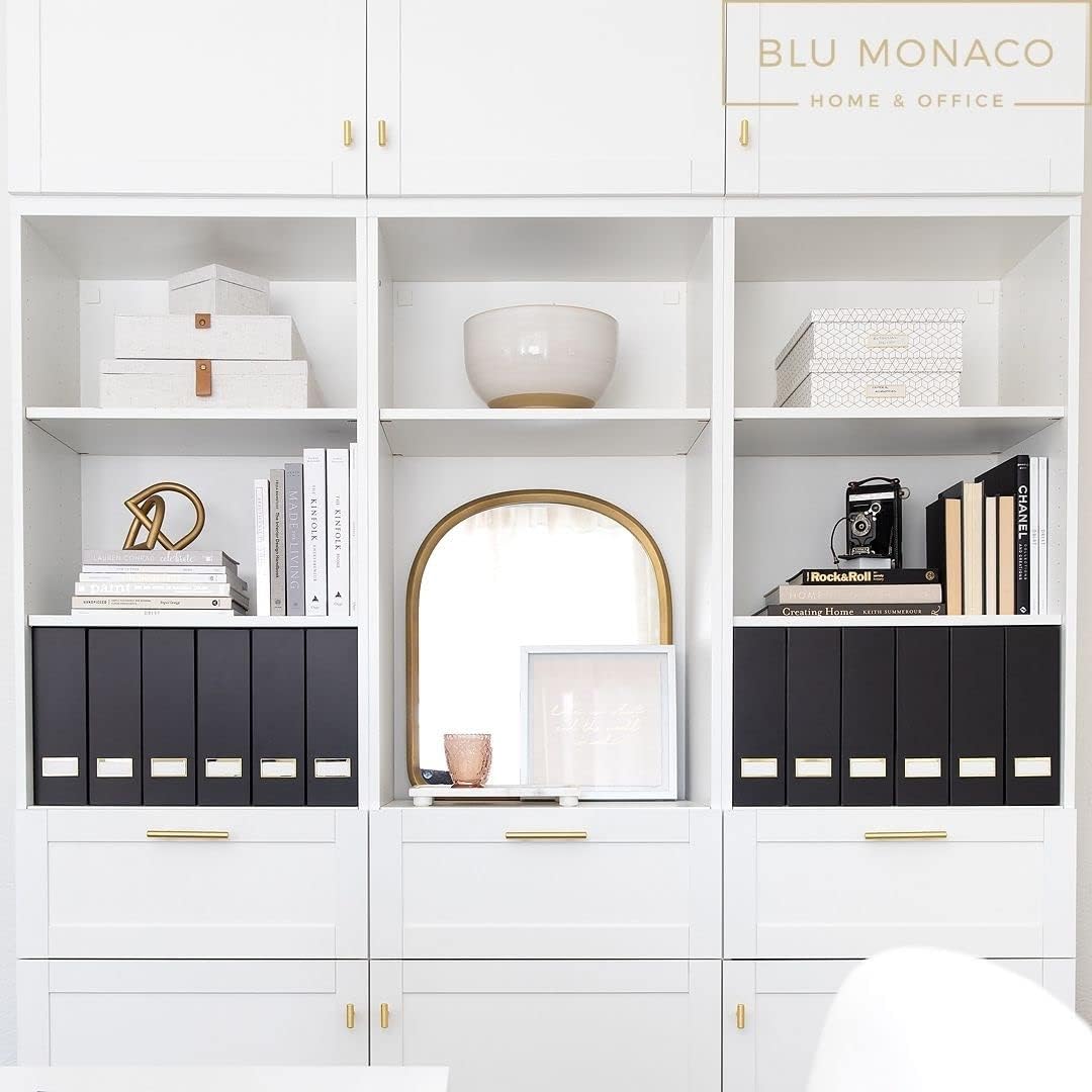 BLU MONACO Foldable Black Magazine File Holder | Set of 6 Cardboard Desk Organizer Boxes | Vertical Magazine File Holder | Standing File Holder | Office Classroom or Home