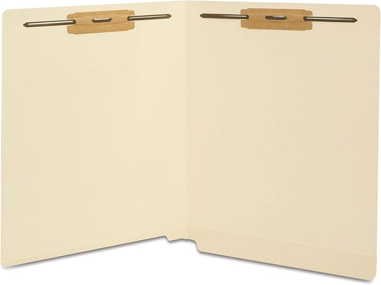 Staples Reinforced End‑Tab Classification Folders, Letter Size, Manila, Durable 2‑Fastener Design – 100/Carton