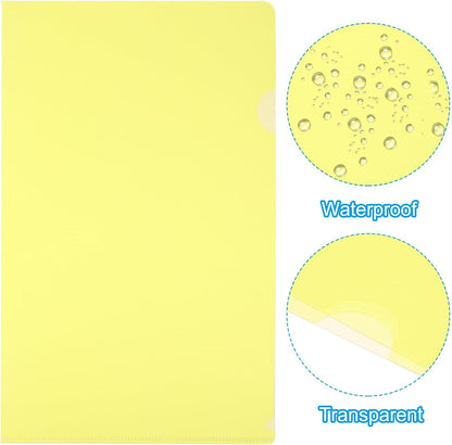 PATIKIL L Type Folders 50 Pack A4 Plastic File Project Pockets Clear Paper Document Jacket Sleeves for Office, Orange