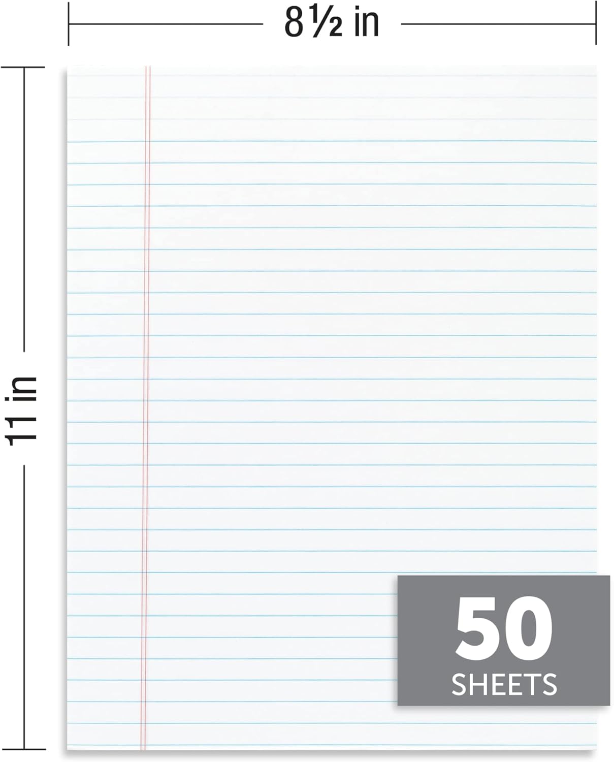 Office Depot Glue-Top Writing Pads, 8 1/2in. x 11in., Legal Ruled, 50 Sheets, White, Pack Of 12 Pads, 99409