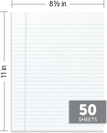 Office Depot Glue-Top Writing Pads, 8 1/2in. x 11in., Legal Ruled, 50 Sheets, White, Pack Of 12 Pads, 99409