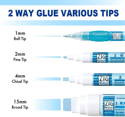 ZIG Kuretake 2-Way Glue Pen-4mm Chisel Tip, 4mm