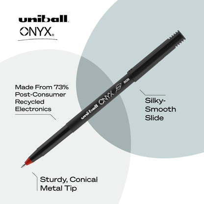 uniball Roller Rollerball Pens, Micro Point (0.5mm), Blue, 12 Pack