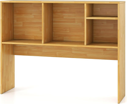 Tangkula Desktop Bookshelf, Countertop Storage Hutch with 5 Shelves for Computer Desk, Desk 3-Tier Display Rack, Multipurpose Wood Desktop Hutch Storage Organizer for Dorm Office Home