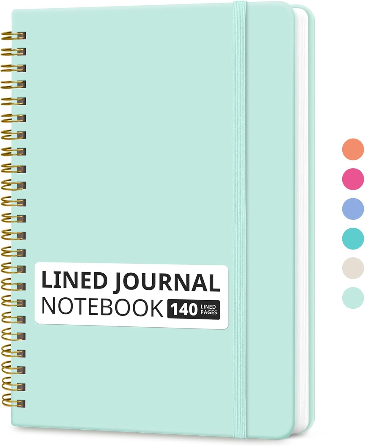 Taja Lined Spiral Journal Notebook for Women & Men, 140 Pages, College Ruled Hardcover Notebook for Work & Note Taking, Journals for Writing, A5(5.7" x 7.9") - Green