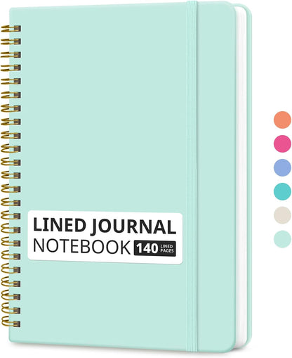 Taja Lined Spiral Journal Notebook for Women & Men, 140 Pages, College Ruled Hardcover Notebook for Work & Note Taking, Journals for Writing, A5(5.7" x 7.9") - Green