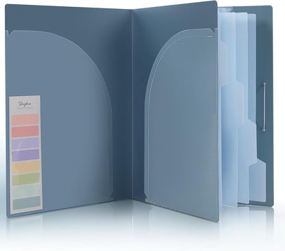 SKYDUE Accordion File Organizer, 5 Pocket Expanding File Folders with Pockets, Document Organizer, Portable Paper Organizer，School Office Supplies Blue