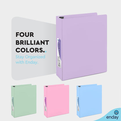 Enday 1.5 Inch Binder, Green - 1.5 Inch 3 Ring Binder, Round Ring Pastel with Clear View Cover for Letter Size 8.5 x 11'' Paper & 2 Inside Pockets, Ideal for School Supplies, Office, and Home