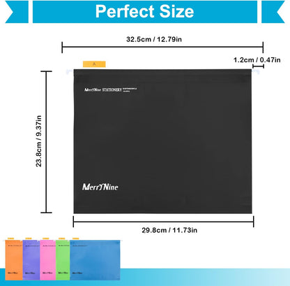 Merrynine Hanging File Folders Letter Size 15pcs, Polypropylene Filing Cabinet Folders Organizer with 1/5-Cut Tabs and Inserts, File Organizers for Office School Home Hospital, Black