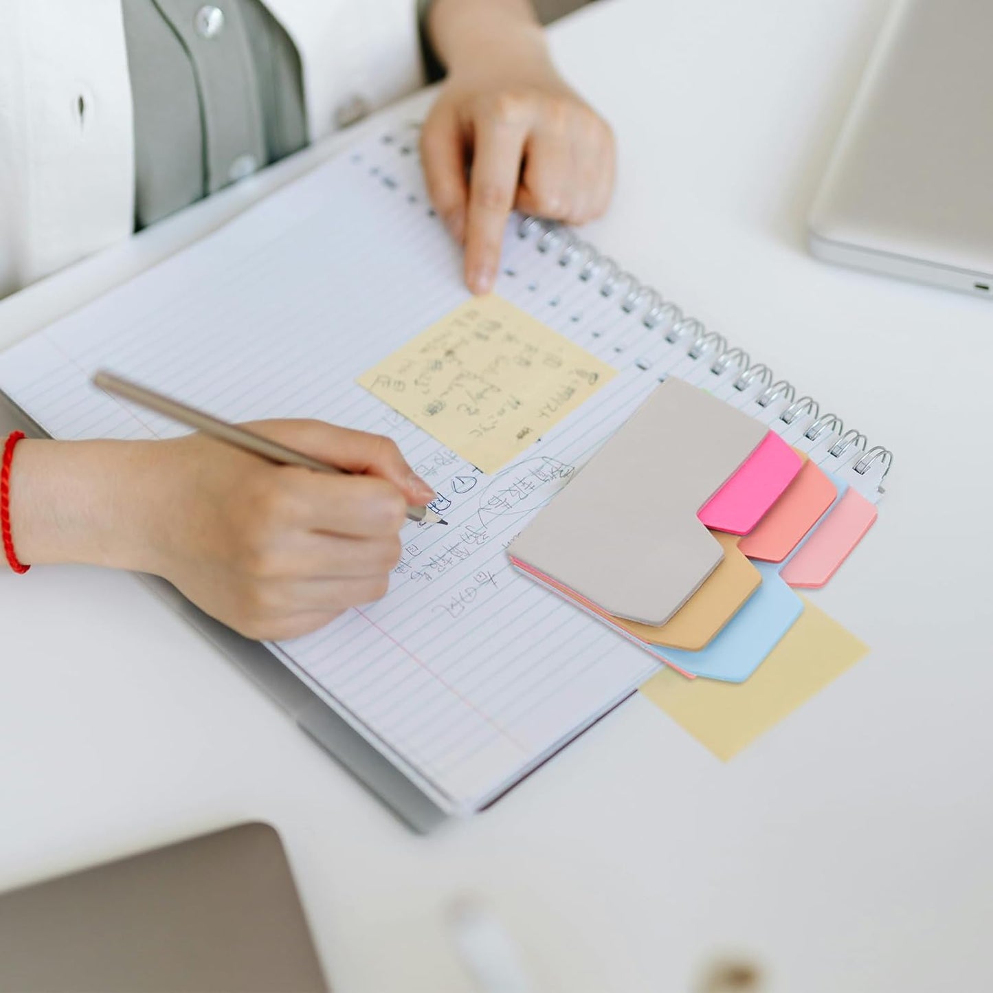 NUOBESTY 1 Pack of 90pcs 6-color Index Sticky Notes Adhesive Note Papers for School Office Home Take Noting and Mark Pages