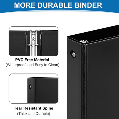 1/2 Inch 3-Ring Binder, 0.5-inch Round Ring Binder with 2 Inside Pockets, 12 Pack White Binders, Clear View CoverBinder Holds 8.5'' x 11''Paper for Office/Home/Back to School