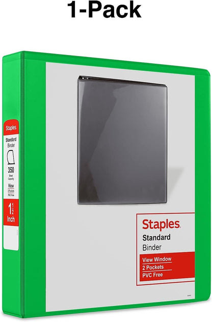 Staples Standard 2-Inch 3-Ring View Binder, Holds Up to 450 Sheets, Orange, Durable Binder for Office & School
