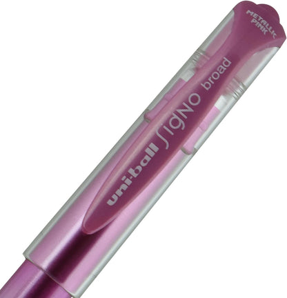 uniball Signo Gel Impact Pens, Bold Point (1.0mm), Metallic Pink Ink, 6 Pens