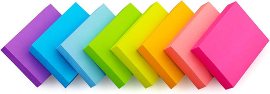 (16 Pads) 8 Pads 3x3 Sticky Notes and 8 Pads 1.5x2 Sticky Notes 8 Bright Multi Colors Self-Stick Notes 90 Sheet/Pad
