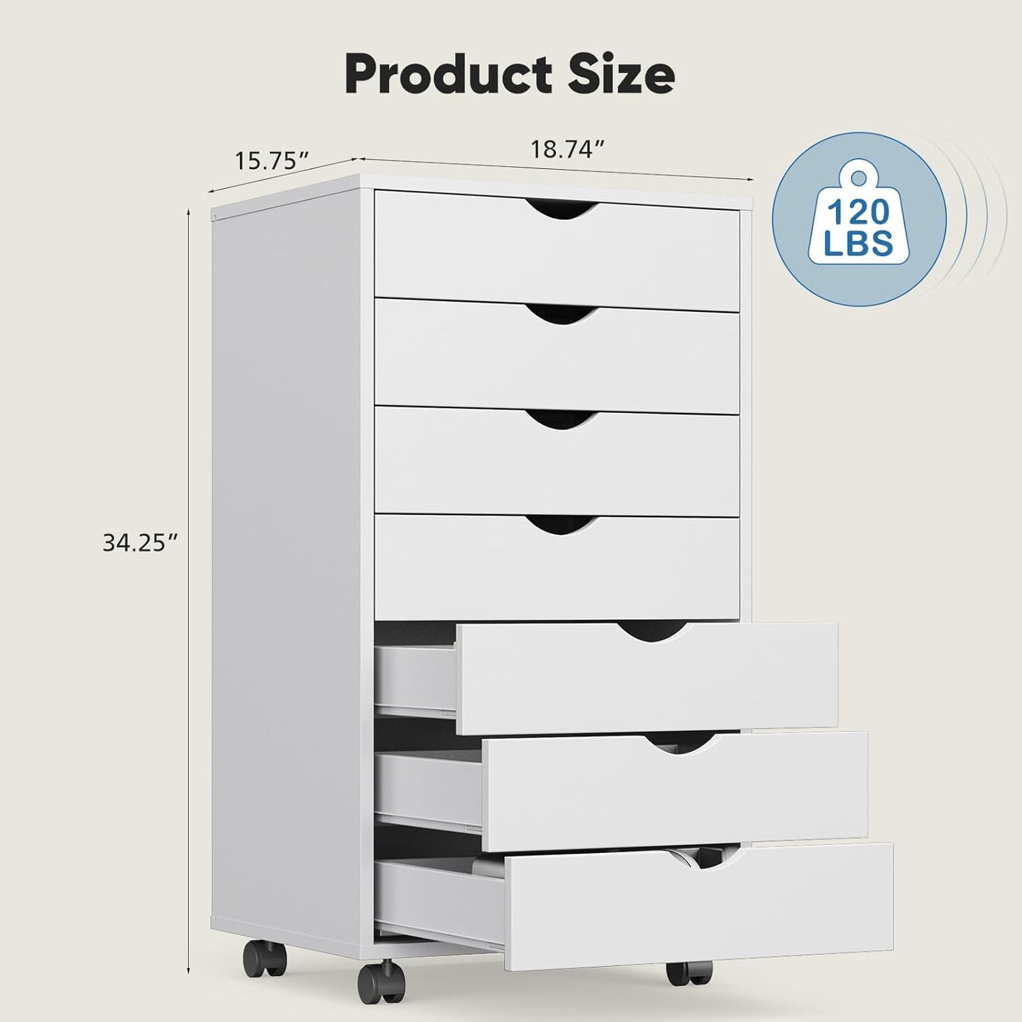 OLIXIS 5 Drawer Mobile File Cabinet Under Desk Storage Organization with Wheels Vertical Filing Chest Rolling Wood Small Desk Printer Stand for Home Office, 15.75"D x 18.74"W x 25.39"H, Black