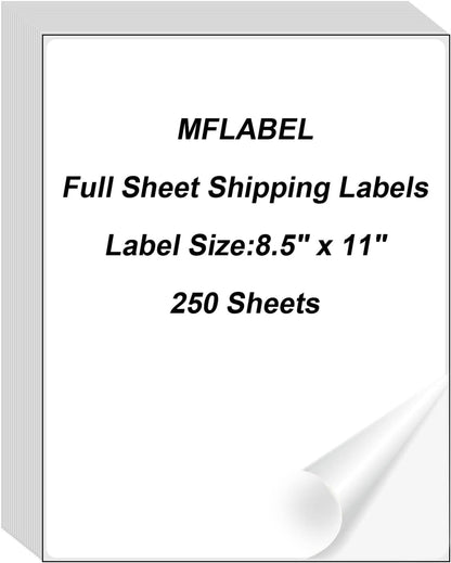MFLABEL Half Sheet Shipping Labels - 200 Self Adhesive Sticker Sheets for Laser & Inkjet Printers, Waterproof & Smudge-Free, with 12 Free Fragile Labels for Packaging, Shipping and Crafting - Colors A