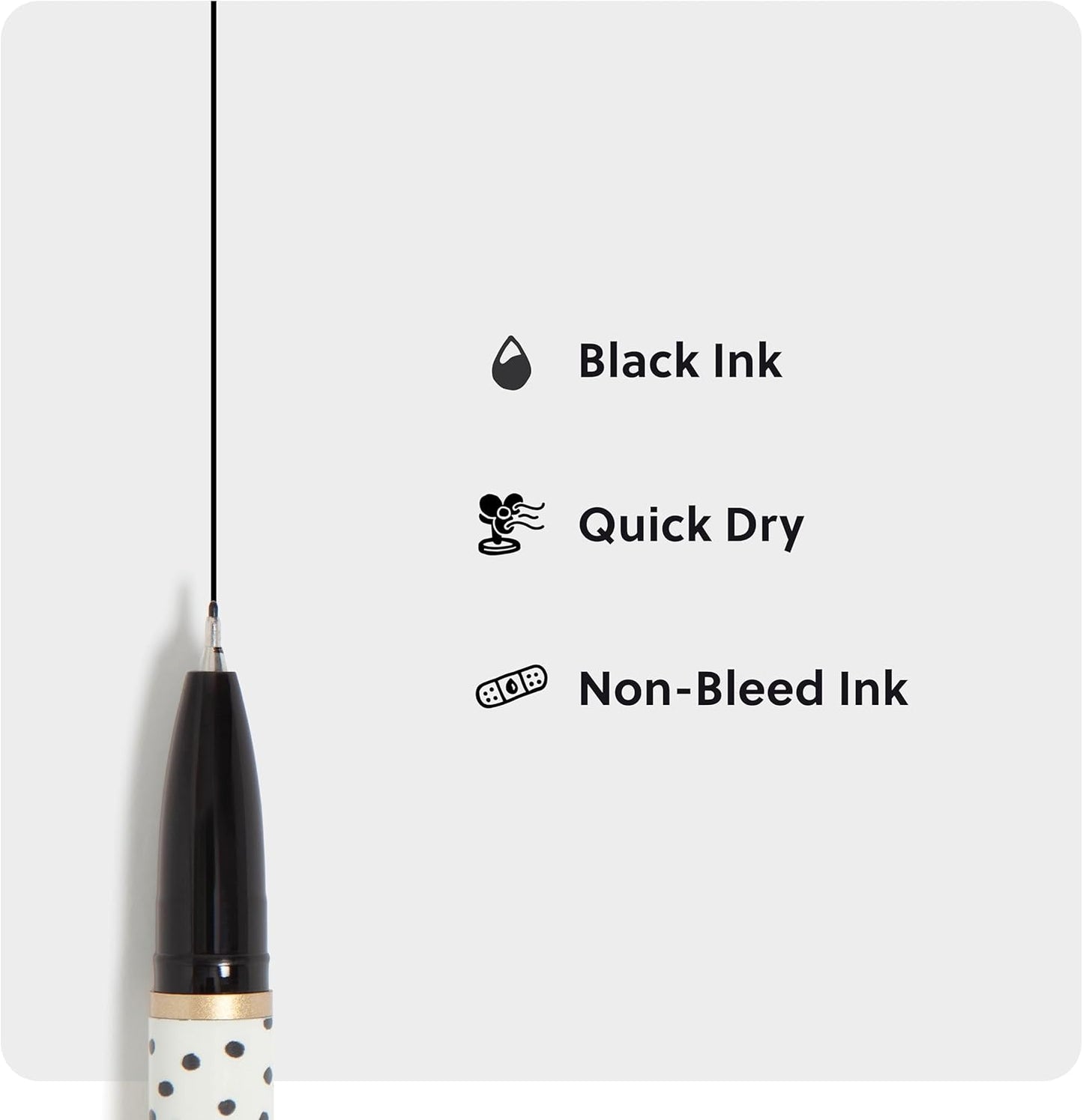 U Brands Catalina Felt Tip Pens, Set of 6 Black Ink Pens, Soft Touch Jewel Tones, Gold Details, Medium (0.7 mm) Point