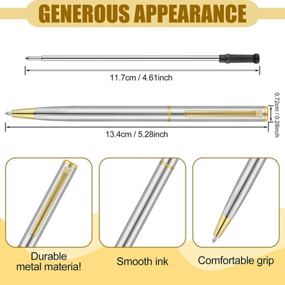 Zonon 240 Pcs Gold Metal Slim Ballpoint Pens Bulk Retractable Metallic Black Ink 1 mm Medium Point Smooth Writing Pens for Wedding Business Office Supplies Students Teachers Men Women Present