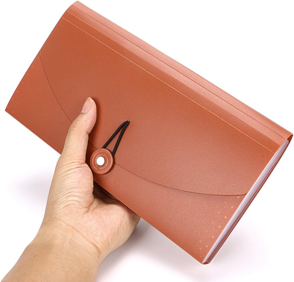 BTSKY 13 Pockets Expanding Check Bill File Folder-Hand-held Small Accordion File Folder Expandable Card Ticket Holder Plastic Business Document Organizer Wallet Case New Grey