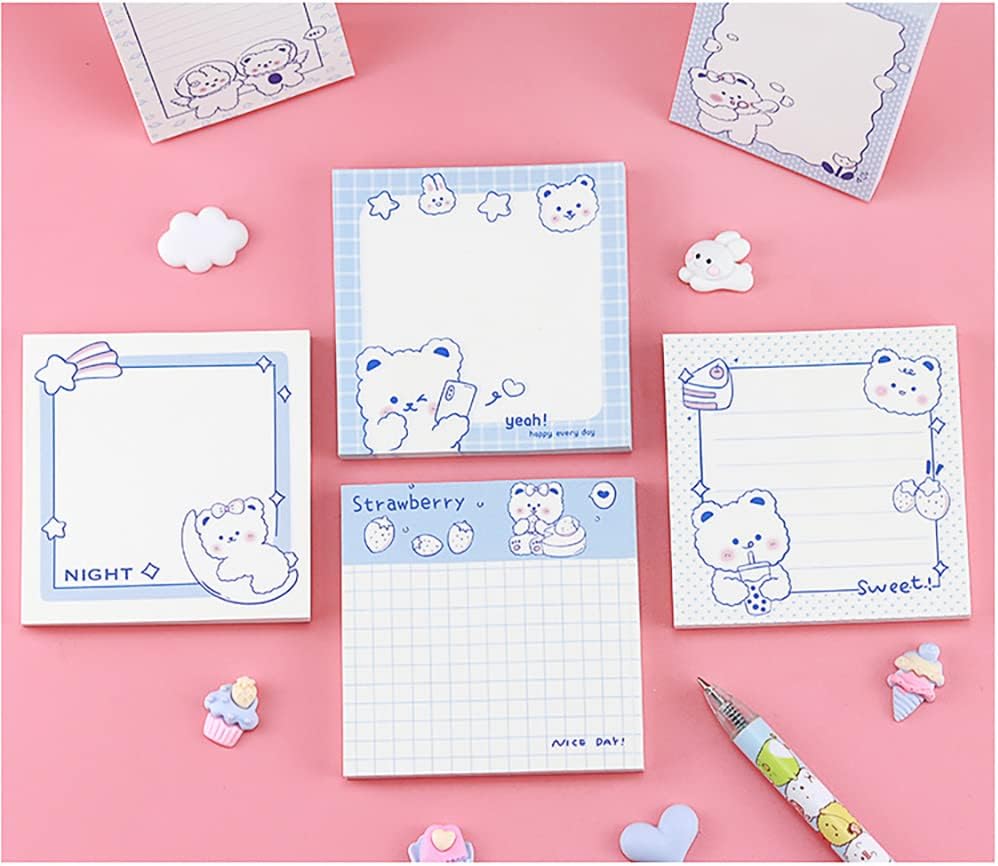 4 Pack Cute Sticky Notes Kawaii Sticky Notes Memo Pad 3.1x3.1 Inches Self-Stick Note Pads Colorful Fruit Sticky Note Pads for Girls DIY Office Home School (320 Sheets), 4 Pads 80 Sheets/Pad