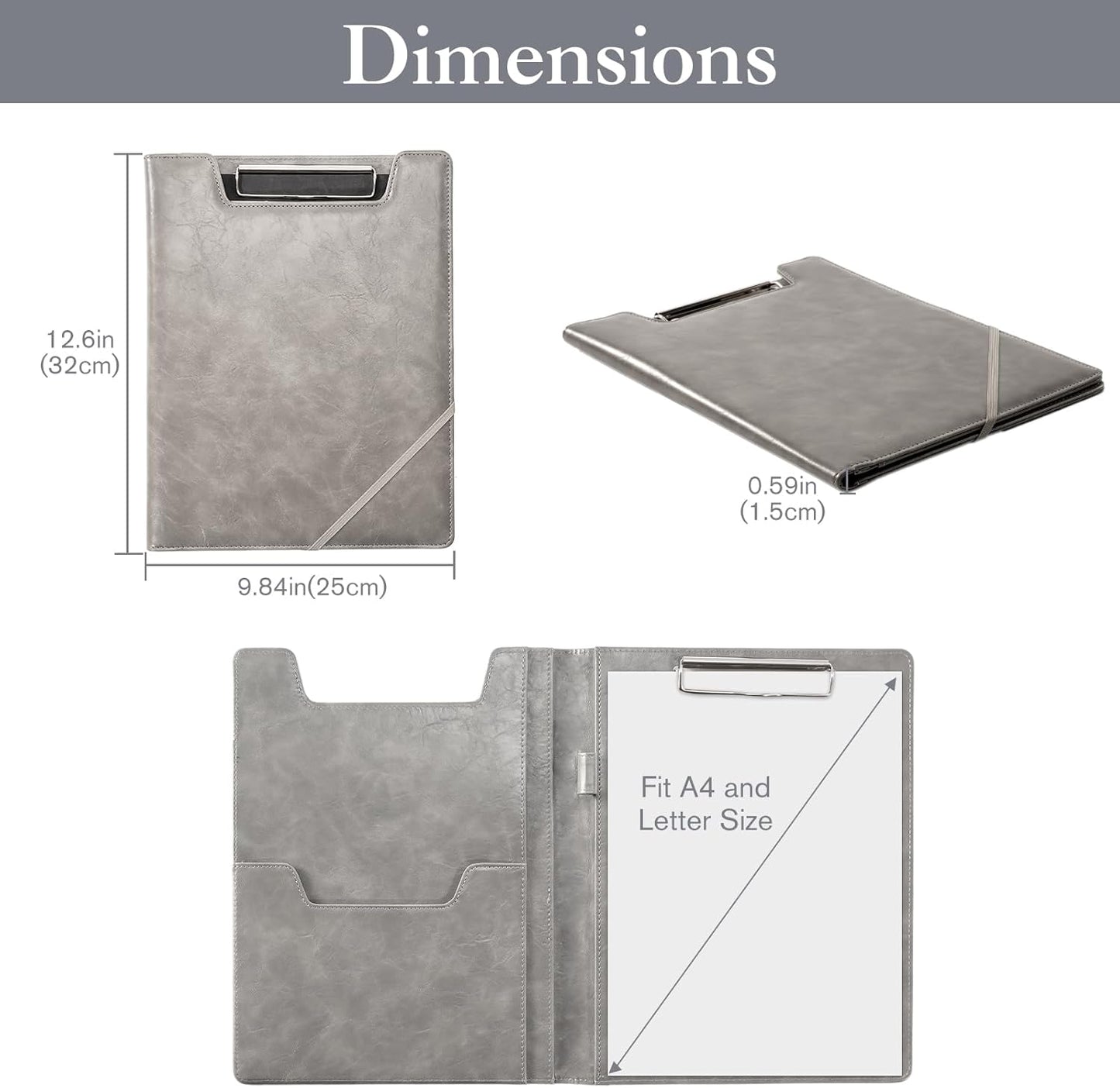ProCase Clipboard Folder Portfolio, Leather Business Padfolio Organizer Letter Size Professional Folder Binder for Interview Meeting Resume Office Conference School -Black