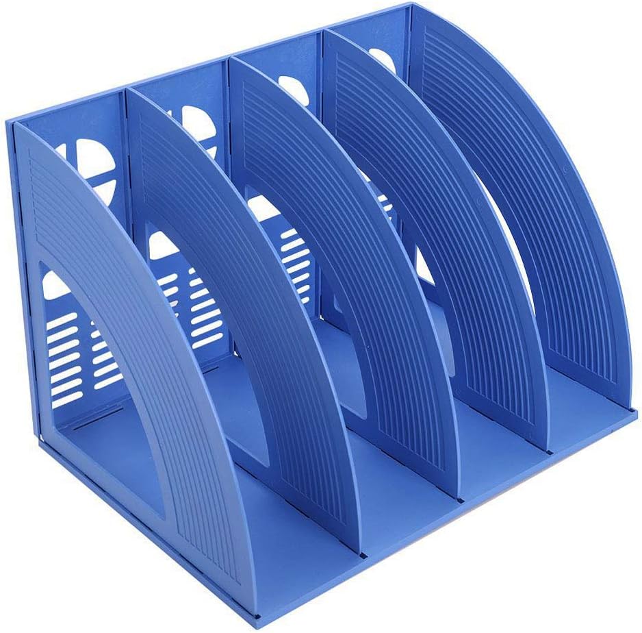 SAYEEC Magazine File Holder Folder Storage Desktop 4 Compartment Standing Hollow Green Files Bookshelf Organizer Box Office Racks Displays Holds Notebooks Documents for School Working Students